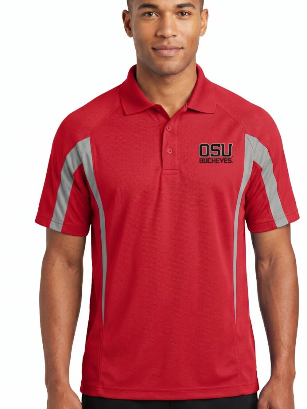 J. America Men's Ohio State Buckeyes Red Polo Shirt New Large
